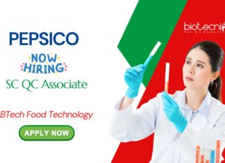 BTech Food Technology PepsiCo SC QC Associate