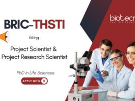 BRIC-THSTI Project Scientist & Project Research Scientist PhD in Life Sciences