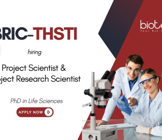 BRIC-THSTI Project Scientist & Project Research Scientist PhD in Life Sciences