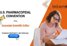 Associate Scientific Editor U.S. Pharmacopeial Convention Freshers Bachelor's Life Sciences