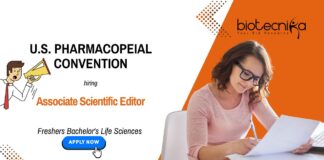 Associate Scientific Editor U.S. Pharmacopeial Convention Freshers Bachelor's Life Sciences