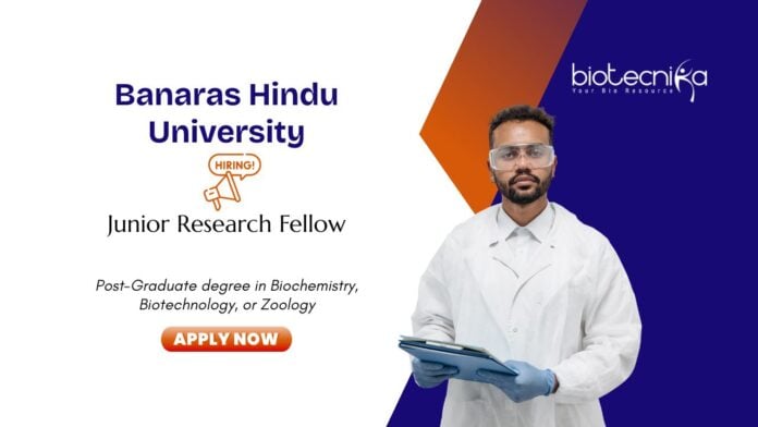 JRF Opportunity at BHU. For Biotechnology, Biochemistry, Zoology postgrad. Research on thrombogenicity, platelet biology & circadian rhythms.