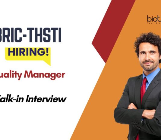 Life Sciences Quality Manager Job - Walk-in Interview at BRIC-THSTI