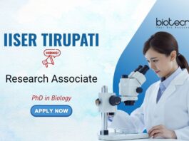 PhD in Biology Research Associate IISER Tirupati