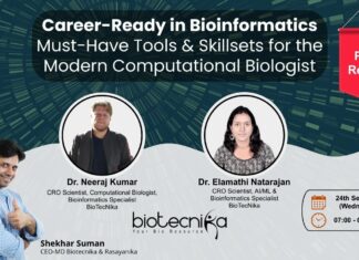 Career-Ready in Bioinformatics Webinar: Must-Have Tools & Skillsets for the Modern Computational Biologists. Bioinformatics skills.