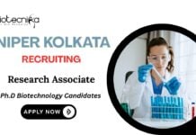 Research Associate Jobs at NIPER Kolkata PhD Biotechnology Candidates Apply Now