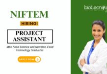 Research Job at NIFTEM MSc Food Science Graduates Apply Now for the Project Assistant Position