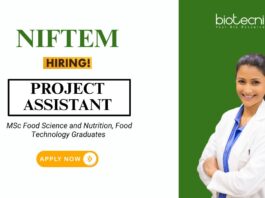 Research Job at NIFTEM MSc Food Science Graduates Apply Now for the Project Assistant Position