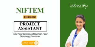 Research Job at NIFTEM MSc Food Science Graduates Apply Now for the Project Assistant Position