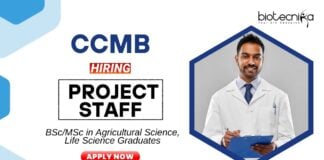 Research Jobs at CSIR-CCMB MSc Graduates Apply Now for the Project Staff Position