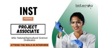 Research Jobs at INST Attend the Walk-In Interview for the Project Associate Position