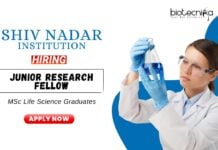 Research Jobs at Shiv Nadar Institution MSc Life Science Graduates Apply Now for the JRF Vacancy