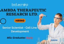 MSc Genetics Job Openings at Lambda Therapeutic Research