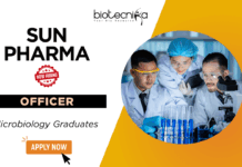 Officer Job at Sun Pharma - Hiring microbiology graduates for officer position, apply now at Sun Pharmaceutical Industries
