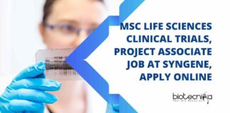 MSc Life Sciences Vacancies Syngene, Apply Online