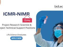 ICMR-NIMR Project Research Scientist & Project Technical Support Positions Life Science Graduates
