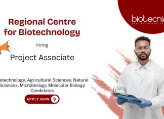 Project Associate Job at RCB. Masters in Biotechnology, Agricultural Sciences, or Natural Sciences Apply Now.