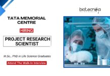 MSc Life Science Jobs at TMC l Attend the Walk-In Interview for the Project Research Scientist Position 