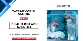 MSc Life Science Jobs at TMC l Attend the Walk-In Interview for the Project Research Scientist Position 