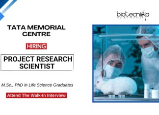 MSc Life Science Jobs at TMC l Attend the Walk-In Interview for the Project Research Scientist Position 