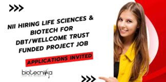 MSc Biotech & Life Sciences Jobs Latest at NII