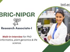 Walk-in-Interview for PhD bioinformatics, plant genomics & life science. BRIC-NIPGR Research Associate-I