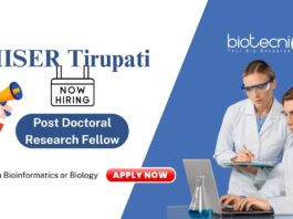 Post Doctoral Research Fellow IISER Tirupati Ph.D. in Bioinformatics or Biology