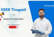 PhD Life Sciences Research Jobs at IISER Tirupati – Hiring Research Associate-I, career opportunity in life sciences for PhD graduates.