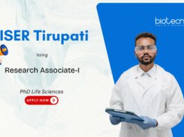 PhD Life Sciences Research Jobs at IISER Tirupati – Hiring Research Associate-I, career opportunity in life sciences for PhD graduates.
