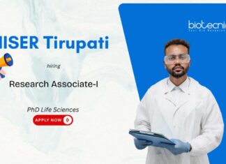 PhD Life Sciences Research Jobs at IISER Tirupati – Hiring Research Associate-I, career opportunity in life sciences for PhD graduates.