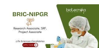 Life Sciences Job Vacancies at BRIC-NIPGR. Apply Now for Project Associate, Research Associate & Senior Research Fellow.
