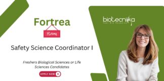 Freshers Biological Sciences Job at Fortrea, for Safety Science Coordinator Role. Biological Sciences or Life Sciences candidates,