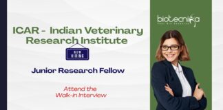 ICAR - Indian Veterinary Research Institute Attend the Walk-in Interview Junior Research Fellow