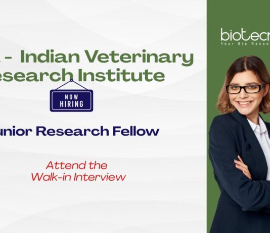 ICAR - Indian Veterinary Research Institute Attend the Walk-in Interview Junior Research Fellow