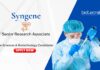 Research Associate Job at Syngene. Masters in Biotechnology and Life Sciences Candidates, Apply Now. Job in Bangalore.