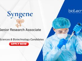Research Associate Job at Syngene. Masters in Biotechnology and Life Sciences Candidates, Apply Now. Job in Bangalore.