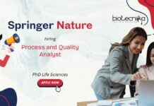 PhD Life Sciences Springer Nature Process and Quality Analyst hiring