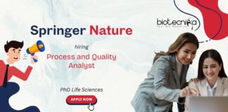 PhD Life Sciences Springer Nature Process and Quality Analyst hiring