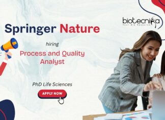 PhD Life Sciences Springer Nature Process and Quality Analyst hiring