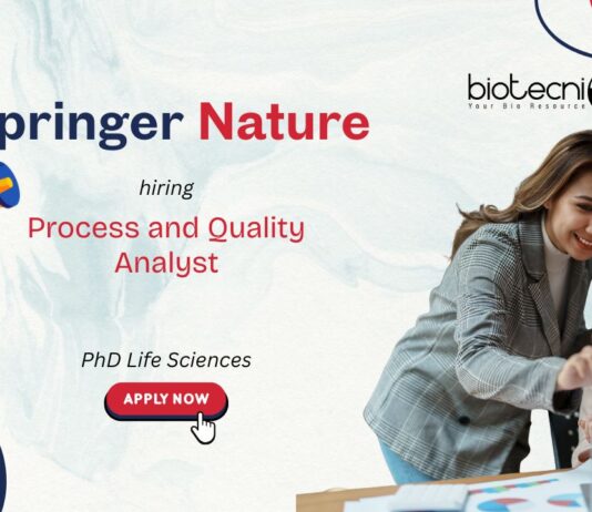 PhD Life Sciences Springer Nature Process and Quality Analyst hiring
