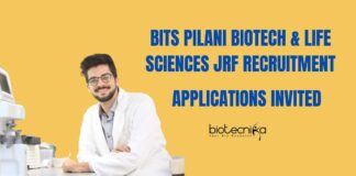 Life Sciences JRF Jobs at BITS Pilani