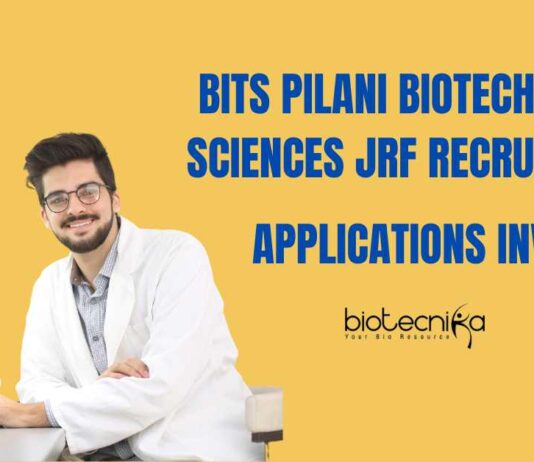 Life Sciences JRF Jobs at BITS Pilani