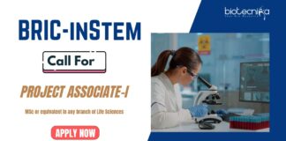 Life Science Jobs In Bangalore: BRIC-inStem, Bangalore Inviting Applications for the position of Project Associate-I - Apply Now