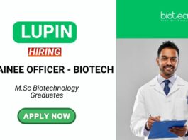 Biotech Job at Lupin Apply Now for Trainee Officer Role