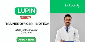 Biotech Job at Lupin Apply Now for Trainee Officer Role