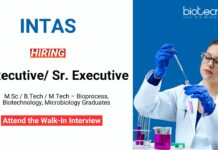 Biotechnology Job at Intas MSc MTech Graduates Attend The Walk-In Interview