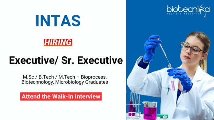 Biotechnology Job at Intas MSc MTech Graduates Attend The Walk-In Interview
