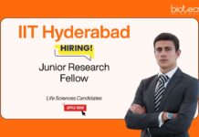 IIT Hyderabad JRF Opportunity For Life Sciences Candidates. Life Sciences JRF Vacancy for advanced Research in RNA-Protein interactions.