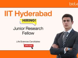IIT Hyderabad JRF Opportunity For Life Sciences Candidates. Life Sciences JRF Vacancy for advanced Research in RNA-Protein interactions.