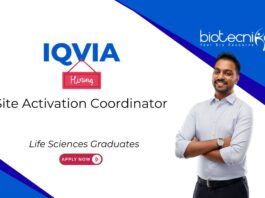 Site Activation Coordinator at IQVIA. Career in clinical research and regulatory documentation. Life Sciences Graduates, Apply Now